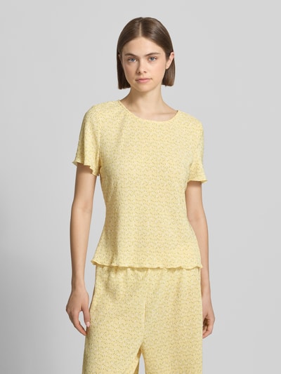 PIECES Slim Fit T-Shirt mit Allover-Muster Modell 'FLORA' Hellgelb 4