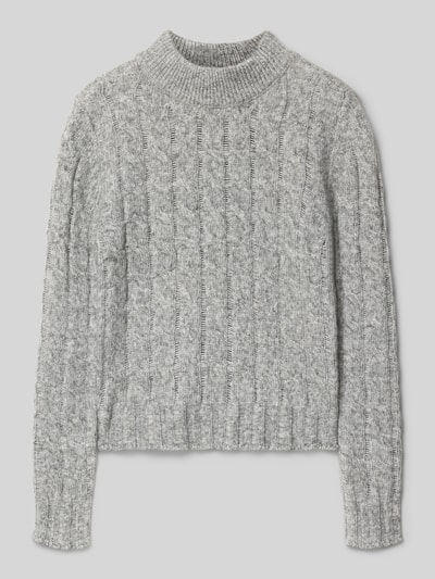 s.Oliver RED LABEL Sweter z dzianiny o kroju regular fit ze wzorem ze ściegu warkoczowego Średnioszary melanż 1