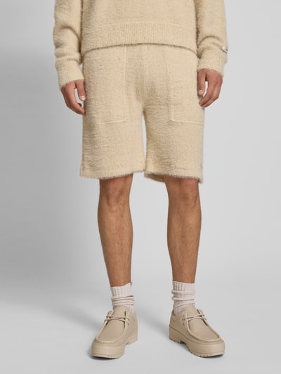 Pegador Regular fit korte gebreide broek met structuurmotief, model 'Tropan' Beige - 4