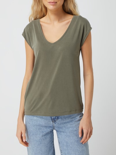 Pieces T-Shirt aus Modalmischung Modell 'Kamala' Khaki 4