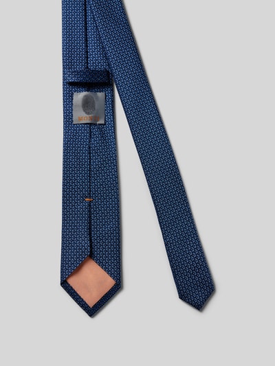 Monti Zijden stropdas met klein motief in klassiek model (6,5 cm) Marineblauw - 2