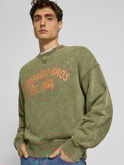 Dsquared2 Oversized Sweatshirt mit Label-Print Oliv 3