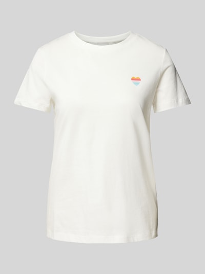 ICHI T-shirt z wyhaftowanym motywem model ‘CAMINO’ Złamany biały 2