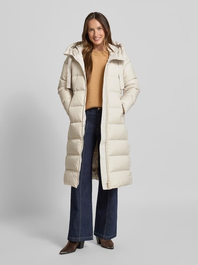 Marc O'Polo Płaszcz puchowy o kroju regular fit z kapturem Kamienny 1