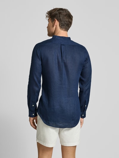 Polo Ralph Lauren Slim Fit Leinenhemd mit Stehkragen Marine 5
