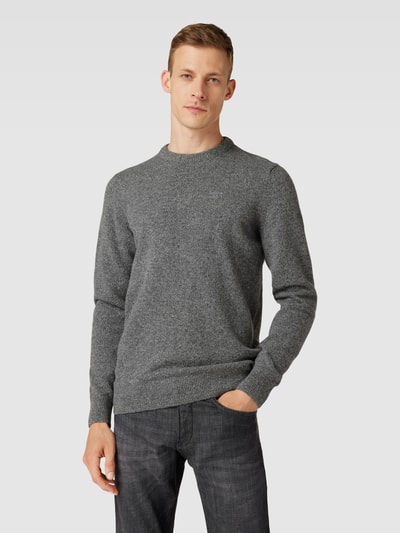 Barbour Strickpullover aus Escorial Woll-Mix mit Label-Stitching Mittelgrau Melange 4