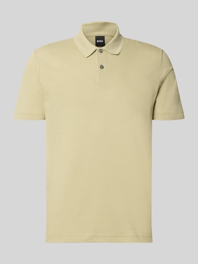 Produktfoto, Regular Fit Poloshirt aus Baumwoll-Mix Modell 'PARLAY 240' von BOSS, unifarben, kurzarm, Polokragen, Label Patch, dezente Struktur