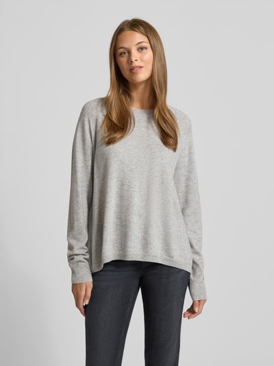 0039 Italy Gebreide pullover van kasjmiermix met raglanmouwen, model 'NIKITA' Lichtgrijs - 4