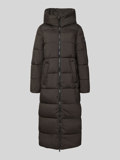 ECOALF Gewatteerde lange jas met tweewegsritssluiting, model 'ARANDA' Donkerbruin - 2