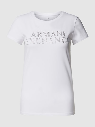 ARMANI EXCHANGE T-Shirt mit Strasssteinbesatz Weiss 2