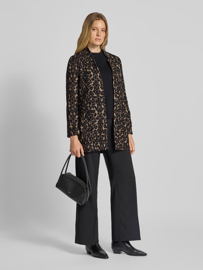 Vero Moda Regular fit lange jas met dierenprint, model 'BRUSHEDKATRINELEO' Olijfgroen - 1