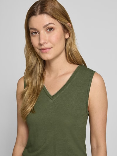 Soyaconcept Leinentop mit V-Ausschnitt Modell 'EMEL' Dunkelgruen 3