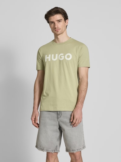 HUGO T-Shirt mit Label-Print Modell 'DULIVIO' Hellgruen 4