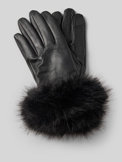 Roeckl Lederhandschuhe aus haarscharf Nappaleder mit Kunstfellbesatz Black 1