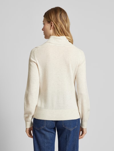 comma Rollkragenpullover mit gerippten Abschlüssen Rauchblau 5