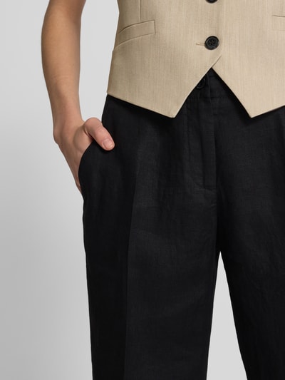 Brax Straight Leg Leinenhose mit verkürztem Schnitt Black 3