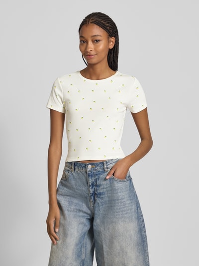 Only Regular fit T-shirt in riblook, model 'FENJA LIFE' Offwhite - 4