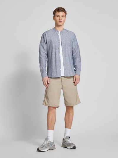 Only & Sons Regular fit vrijetijdsoverhemd met maokraag, model 'CAIDEN' Donkerblauw - 1