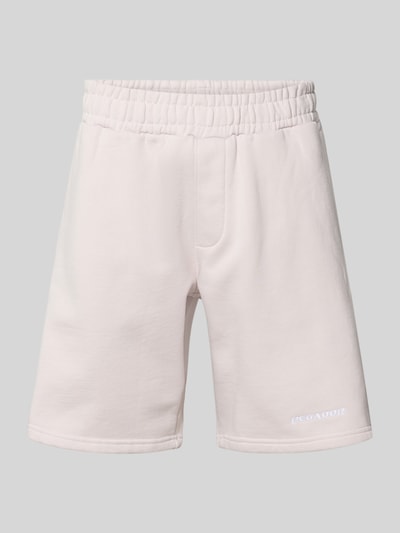 Produktfoto, Regular Fit Shorts mit Logo-Stitching von Pegador aus Baumwoll-Mix, helle Farbe, elastischer Bund, Herren Shorts, Größe M: Bundweite 42 cm, Innenbeinlänge 22 cm, glatte Struktur.