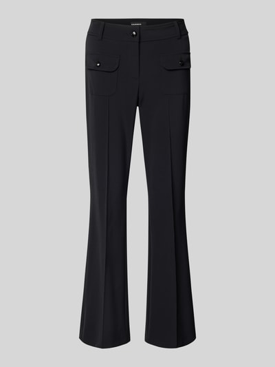 Productfoto, Flared Fit Stoffhose mit Pattentaschen Modell 'Farah' van Cambio, zwart, elastische materiaalmix, siernaden, knoop- en ritssluiting, damesmode