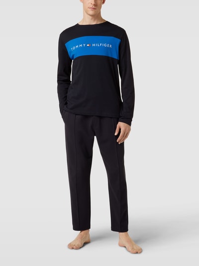 Tommy Hilfiger Longsleeve mit Label-Print Modell 'FLAG' Dunkelblau 1