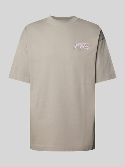 Multiply Apparel T-shirt o kroju oversized z nadrukiem z logo Beżowy 2