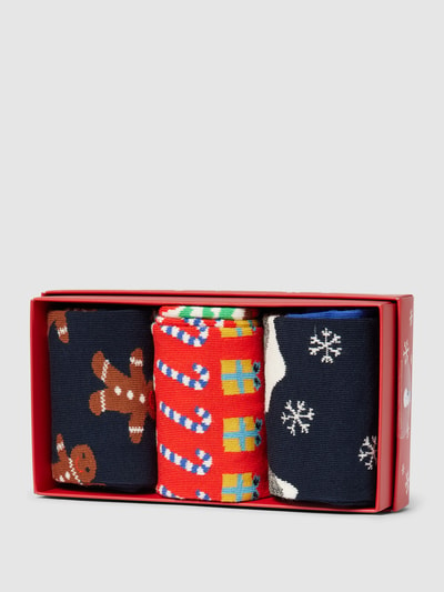 Happy Socks Kousen in een set van 3 paar, model 'XMAS GIFTBOX' Marineblauw - 3