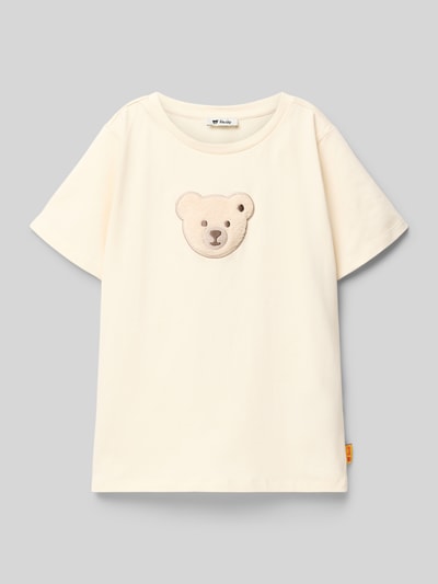 Steiff Regular Fit T-Shirt mit Logo-Patch Ecru 1