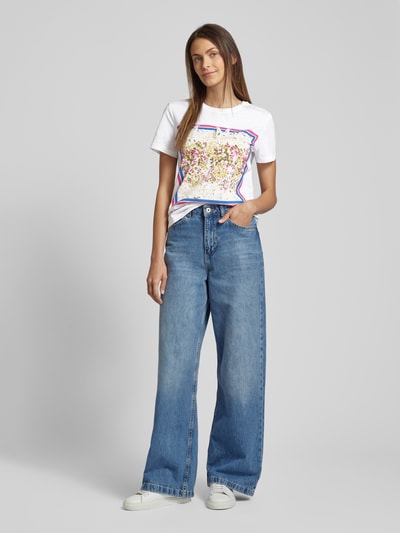 Max Mara Studio T-Shirt mit Motiv-Print Weiss 1