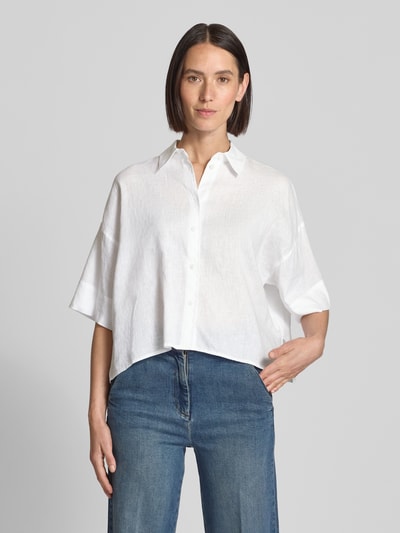 Drykorn Relaxed fit linnen blouse met extra brede schouders Wit - 4