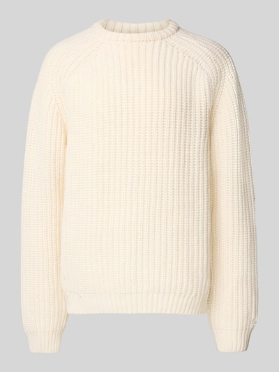 Forét Sweter z dzianiny z mieszanki wełny lana z okrągłym dekoltem Złamany biały 2