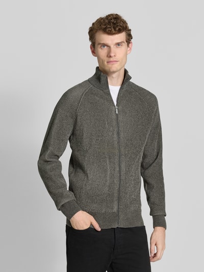 JAKE*S STUDIO MEN Cardigan met opstaande kraag en ritssluiting Donkergrijs - 4