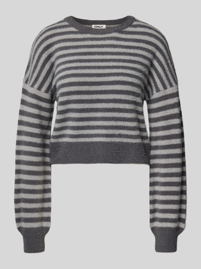 Only Relaxed fit gebreide pullover met all-over motief, model 'PIUMO' Lichtgrijs - 2