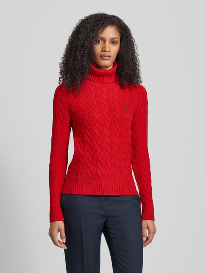 Polo Ralph Lauren Slim Fit Rollkragenpullover mit Label-Stitching Rot 4