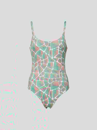 Emilio Pucci Badeanzug mit grafischem Allover-Muster Helltürkis 2