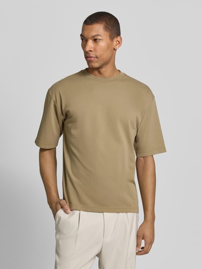 Jake*s Studio Men Relaxed fit T-shirt van puur katoen Olijfgroen - 4