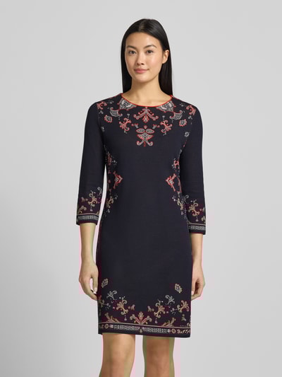 Marc Cain Knielange jurk met viscose Marineblauw - 4