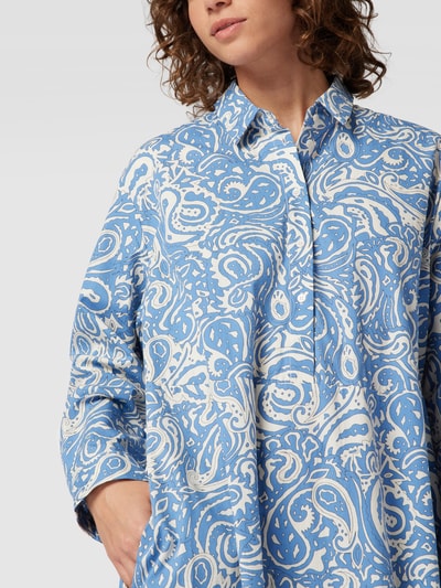 Jake*s Casual Overhemdjurk met all-over motief Jeansblauw - 3