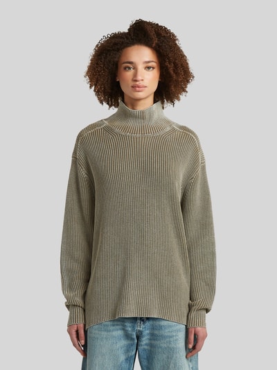 G-Star RAW Oversized Turtleneck-Pullover aus reiner Baumwolle Khaki 4