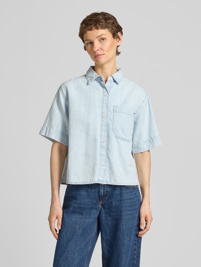 Tommy Hilfiger Relaxed Fit Jeansbluse aus reiner Baumwolle Hellblau 4