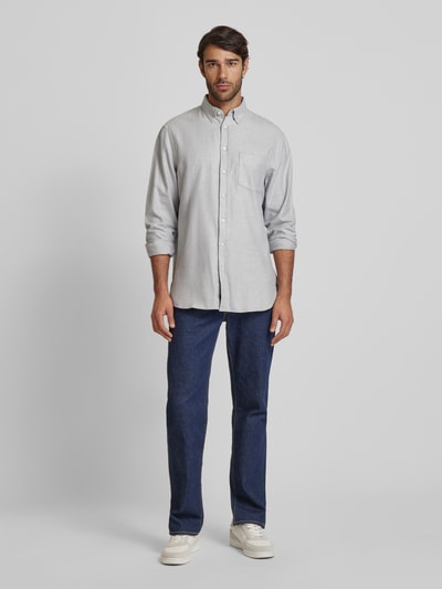 Christian Berg Men Regular Fit Freizeithemd mit Button-Down-Kragen Hellgrau 1