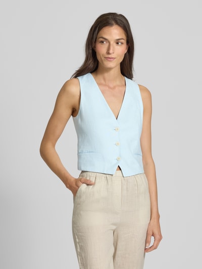 Mango Leinenweste mit Paspeltaschen Modell 'BORELI' Hellblau 4