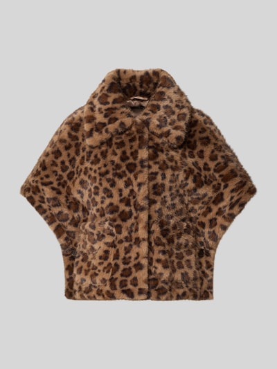 Produktfoto, Jacke aus Kunstfell mit 1/2-Arm von monari, brązowy wzór na całej powierzchni, wykładany kołnierz, krój regular fit, długość tyłu w rozmiarze 36: 59 cm, szerokość ramion w rozmiarze 36: 46 cm, szerokość klatki piersiowej w rozmiarze 36: 54 cm