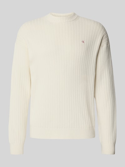 Calvin Klein Jeans Oversized Strickpullover mit gerippten Abschlüssen Offwhite 2
