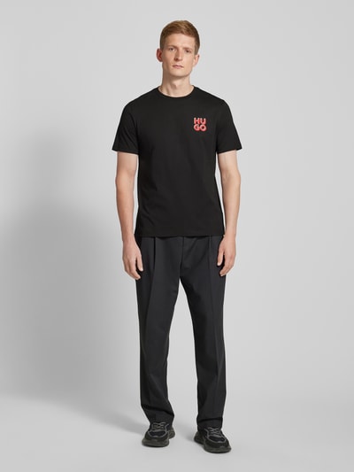 HUGO T-Shirt mit Label-Print Modell 'Dimoniti' Black 1
