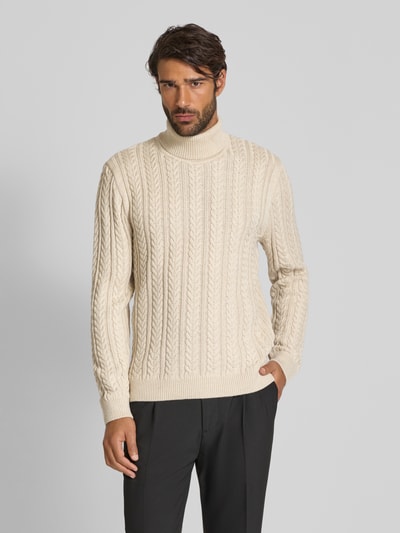 Jack & Jones Premium Gebreide pullover met kabelpatroon Offwhite gemêleerd - 4