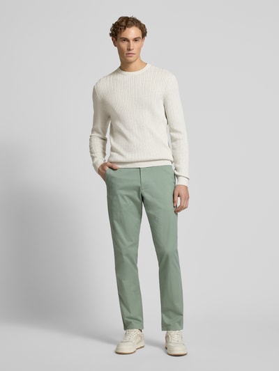 Christian Berg Men Strickpullover mit gerippten Abschlüssen Offwhite 1