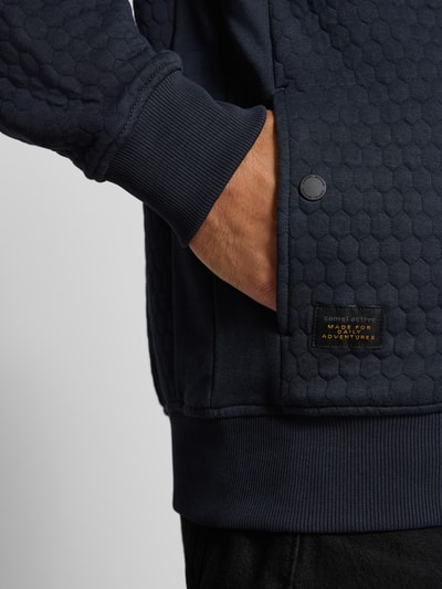 camel active Regular fit sweatjack met opstaande kraag, model 'Bubble' Marineblauw - 3