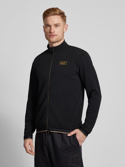 EA7 Emporio Armani Sweatjacke mit Strukturmuster Modell 'GOLD LABEL' Black 4