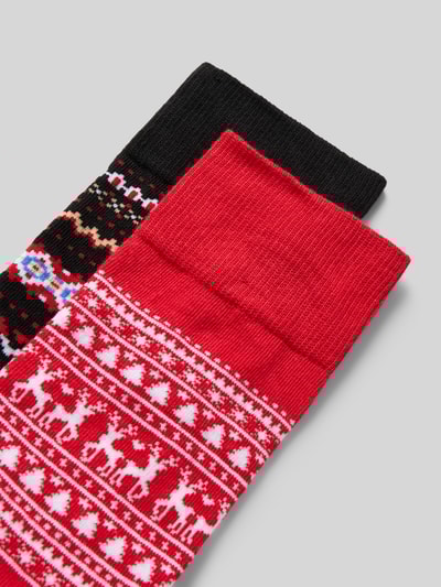 Christian Berg Men Socken mit geripptem Abschluss Rot 2